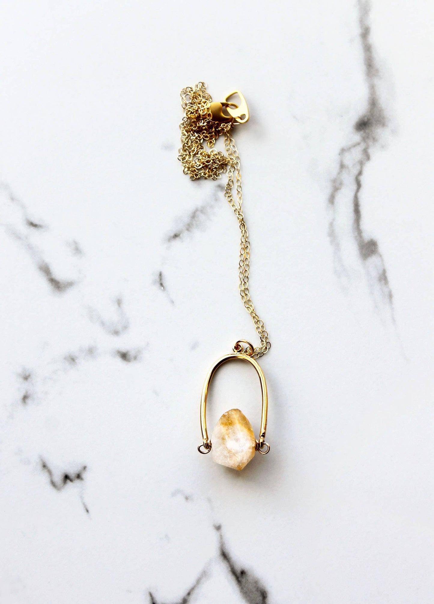 Citrine Horseshoe Long Necklace