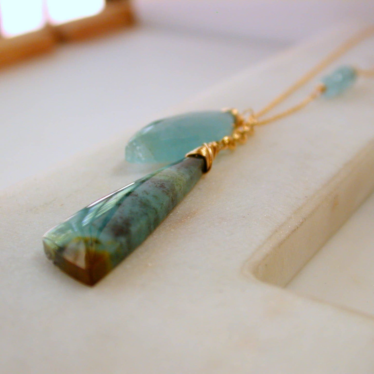 Limited Edition: Chrysocolla and Aquamarine Gemstone Necklace