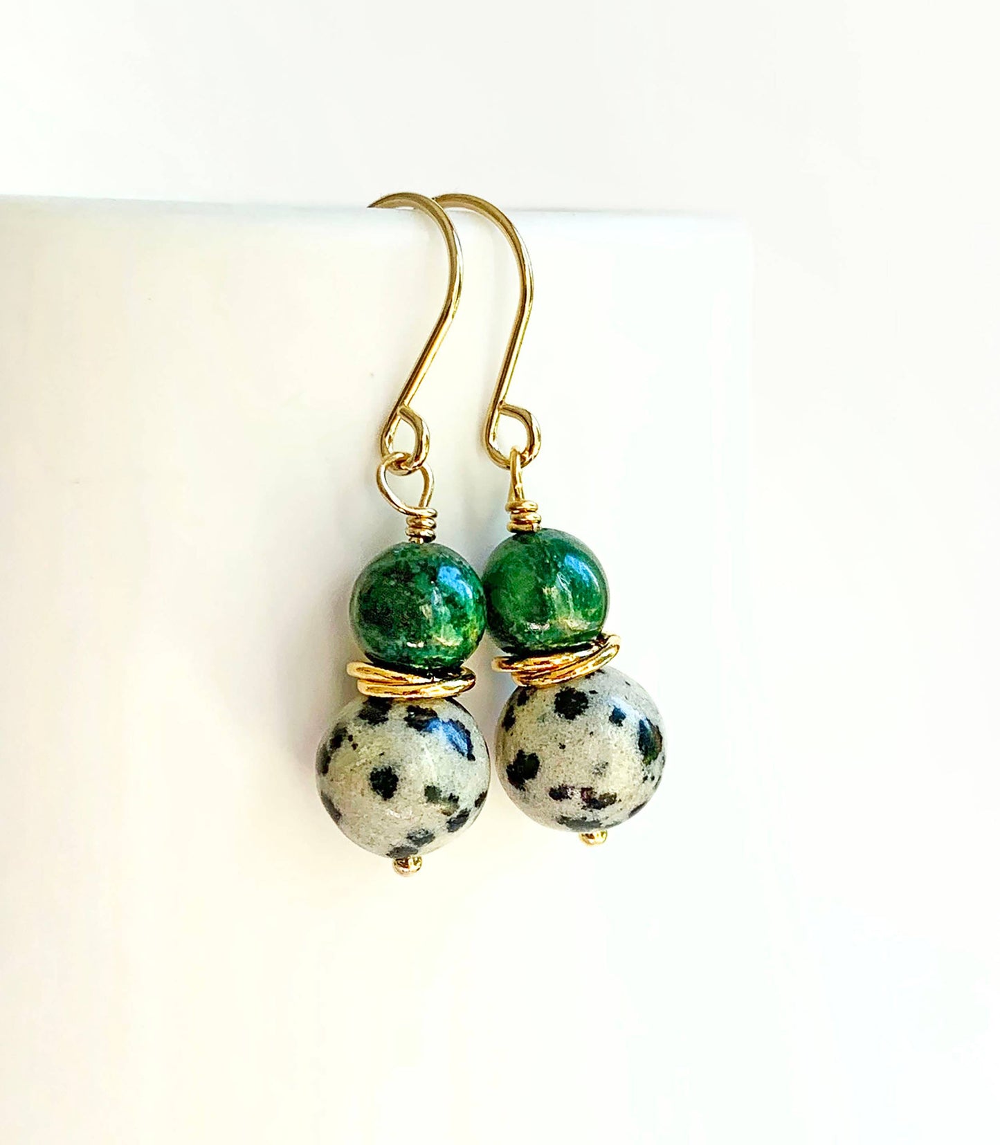 Petite Green Jade + Jasper Earrings
