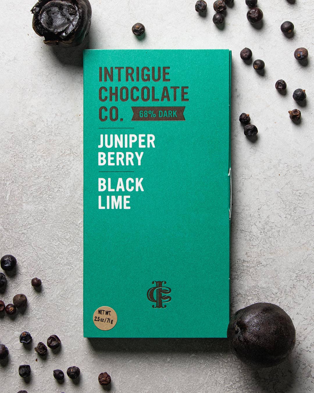 Intrigue Chocolate: Juniper Berry, Black Lime Bar