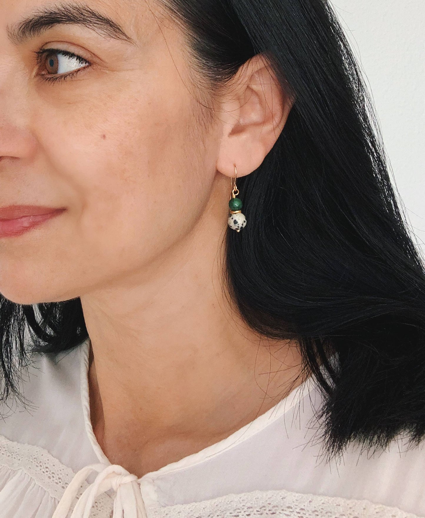 Petite Green Jade + Jasper Earrings