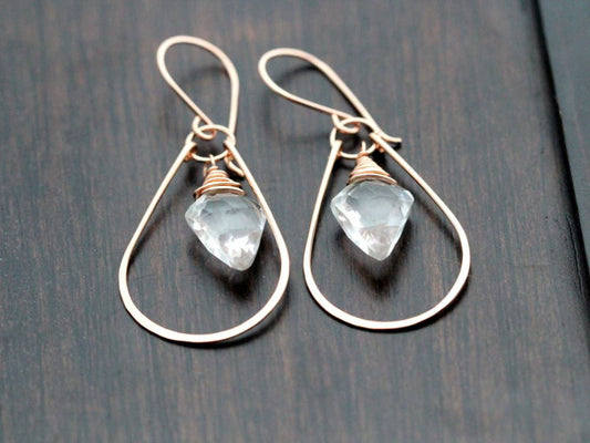 Arrow Hoops with Crystal Quartz