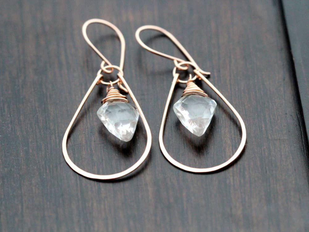 Arrow Hoops with Crystal Quartz