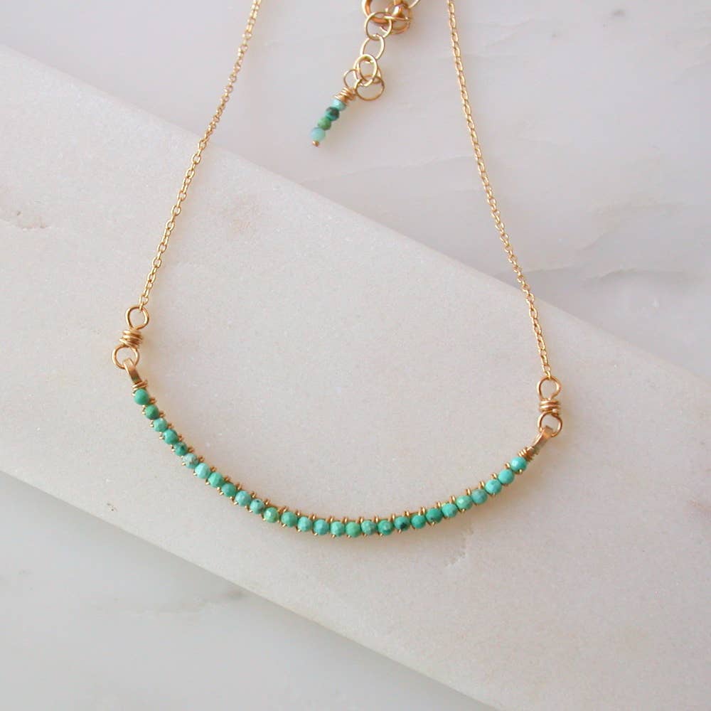 Wrapped Tiny Turquoise Bar Necklace