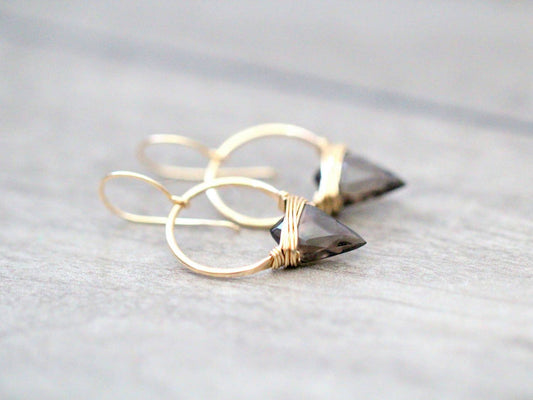 Albatross Earrings in Smoky Quartz