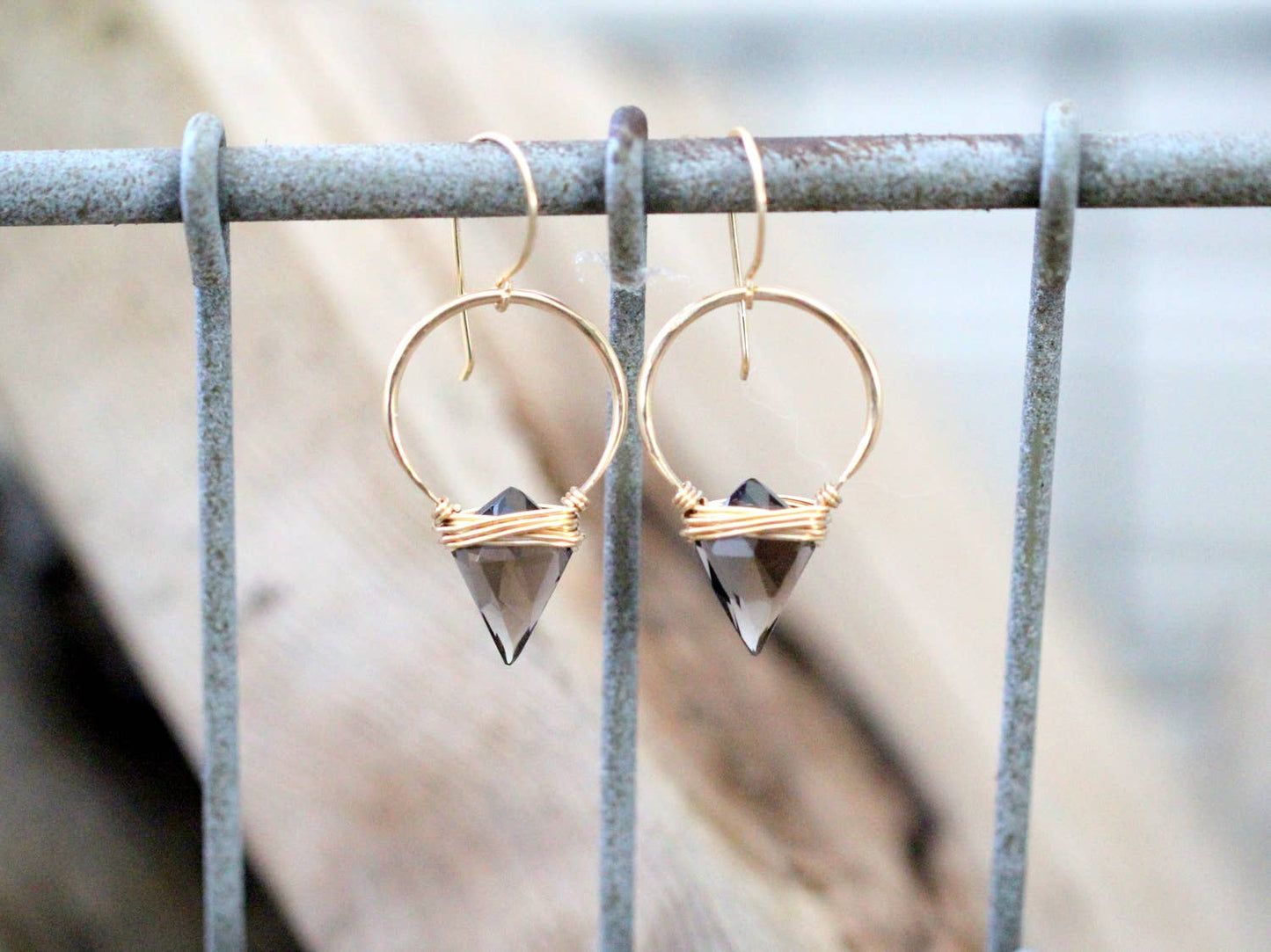 Albatross Earrings in Smoky Quartz by Saressa