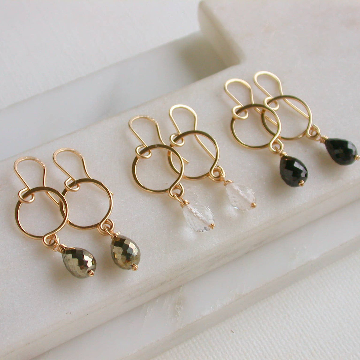 Petite Gemstone Drop. Choose metal and stone.