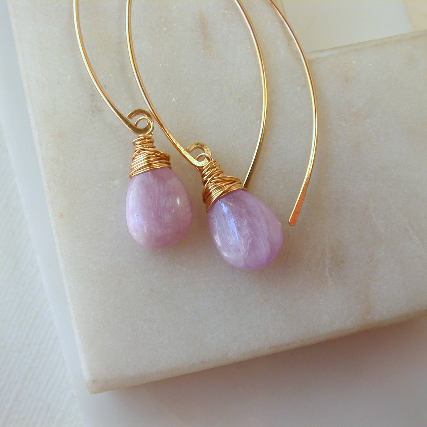 Polished Kunzite Curving Earrings