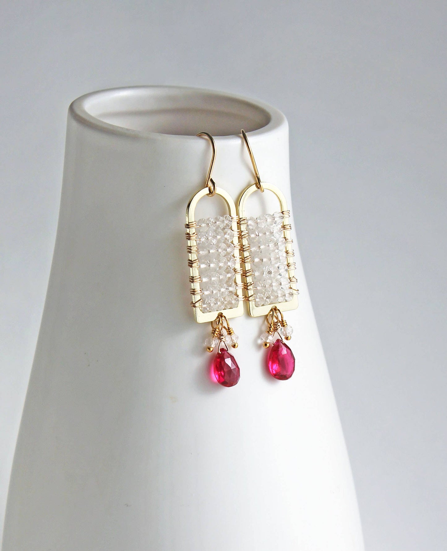 Hot Pink Quartz Earrings