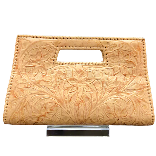 The Caroline: Hand-tooled leather Clutch/Crossbody bag