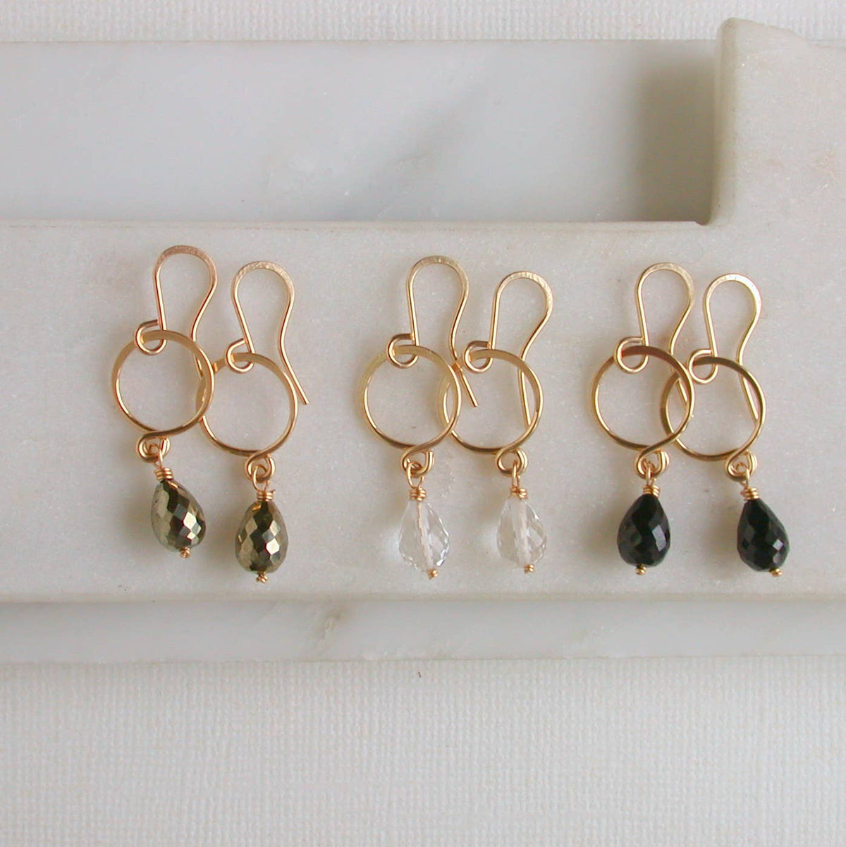 Petite Gemstone Drop. Choose metal and stone.
