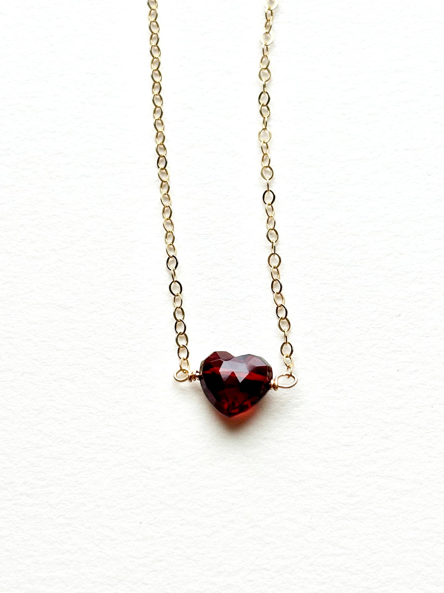 Garnet Heart Necklace | Minimalist Design