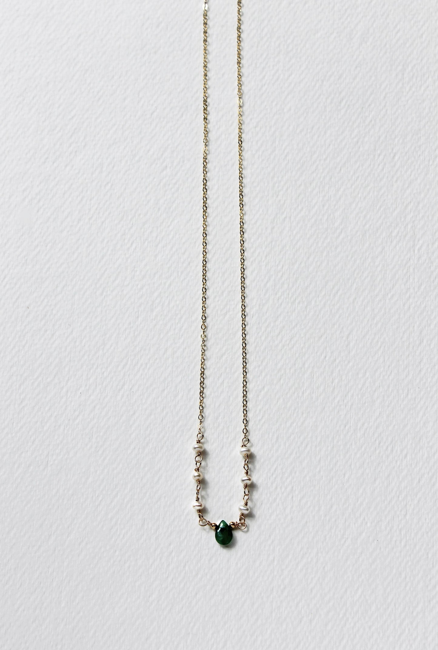 Dainty Emerald and Pearl Necklace