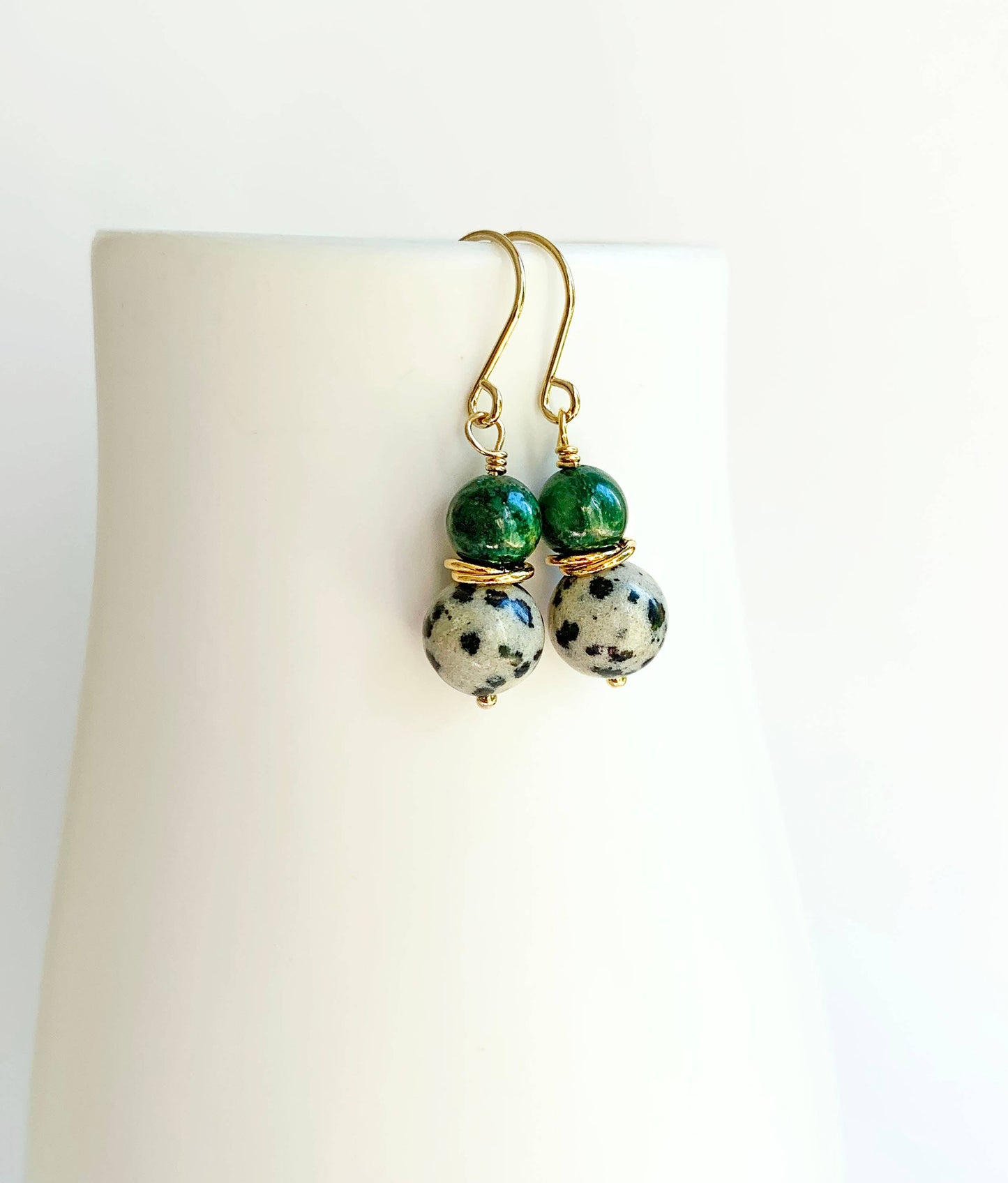 Petite Green Jade + Jasper Earrings