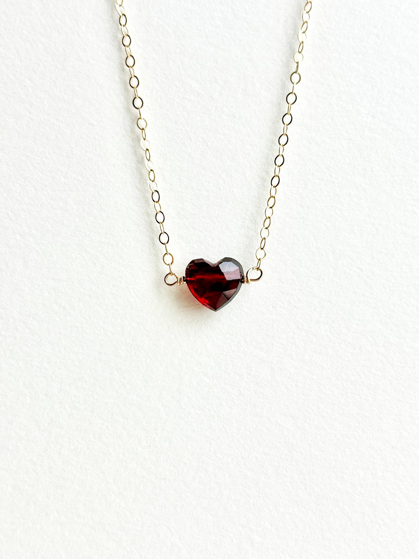 Garnet Heart Necklace | Minimalist Design