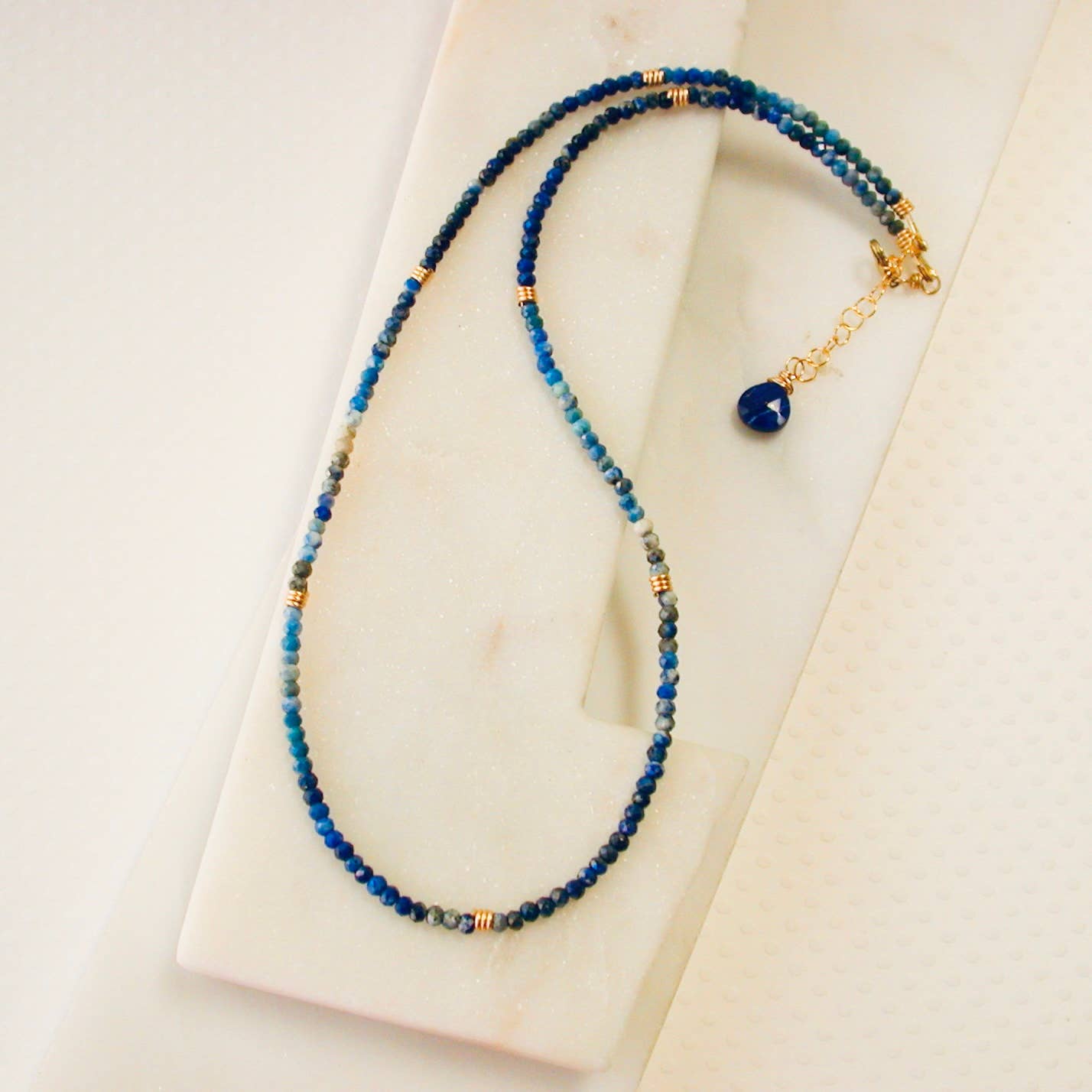 Sterling and Lapis Beaded Necklace