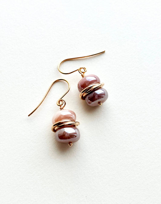Peach Moonstone Earrings