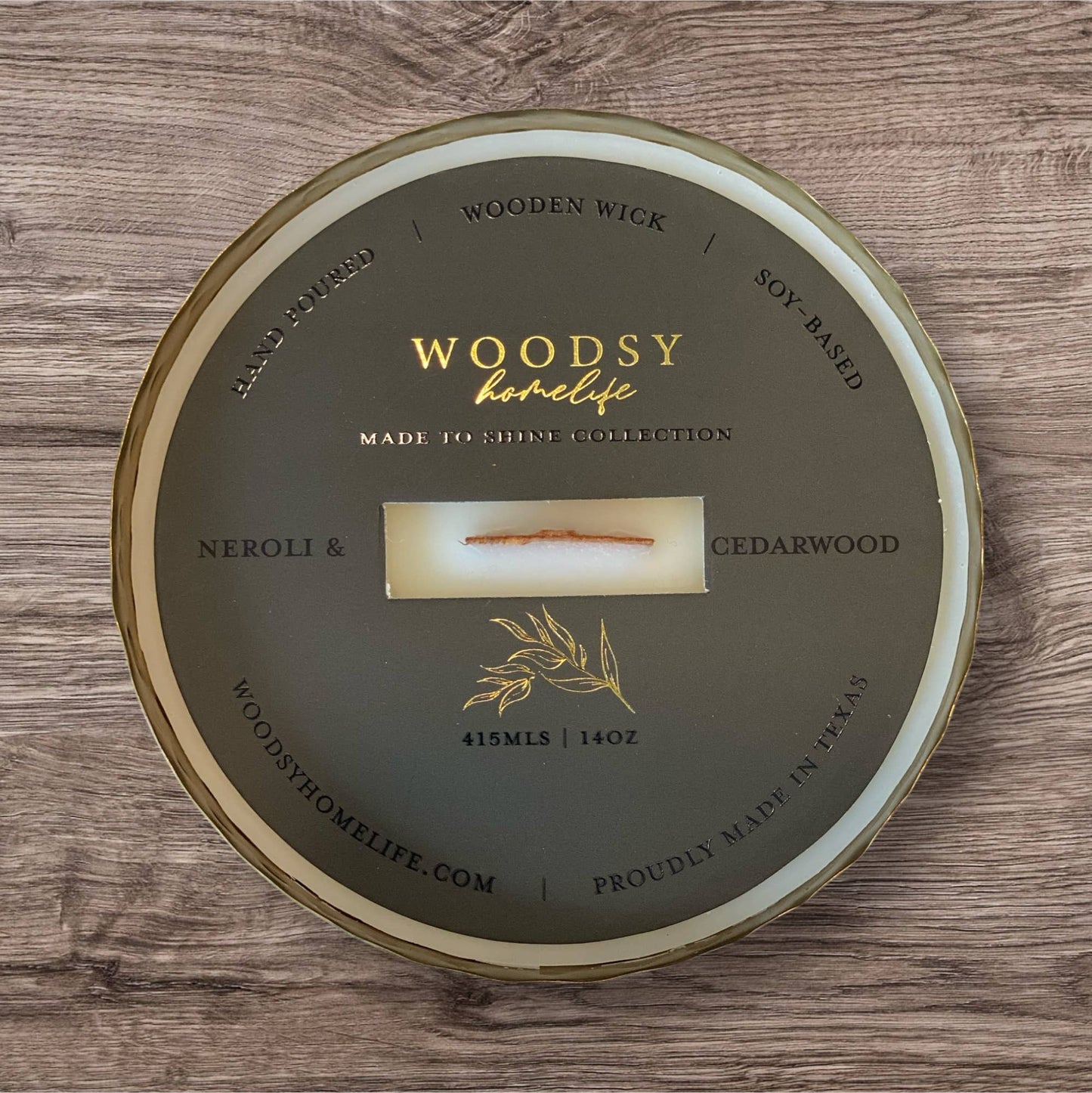 Neroli & Cedarwood -Solid Brass 14oz Soy Candle