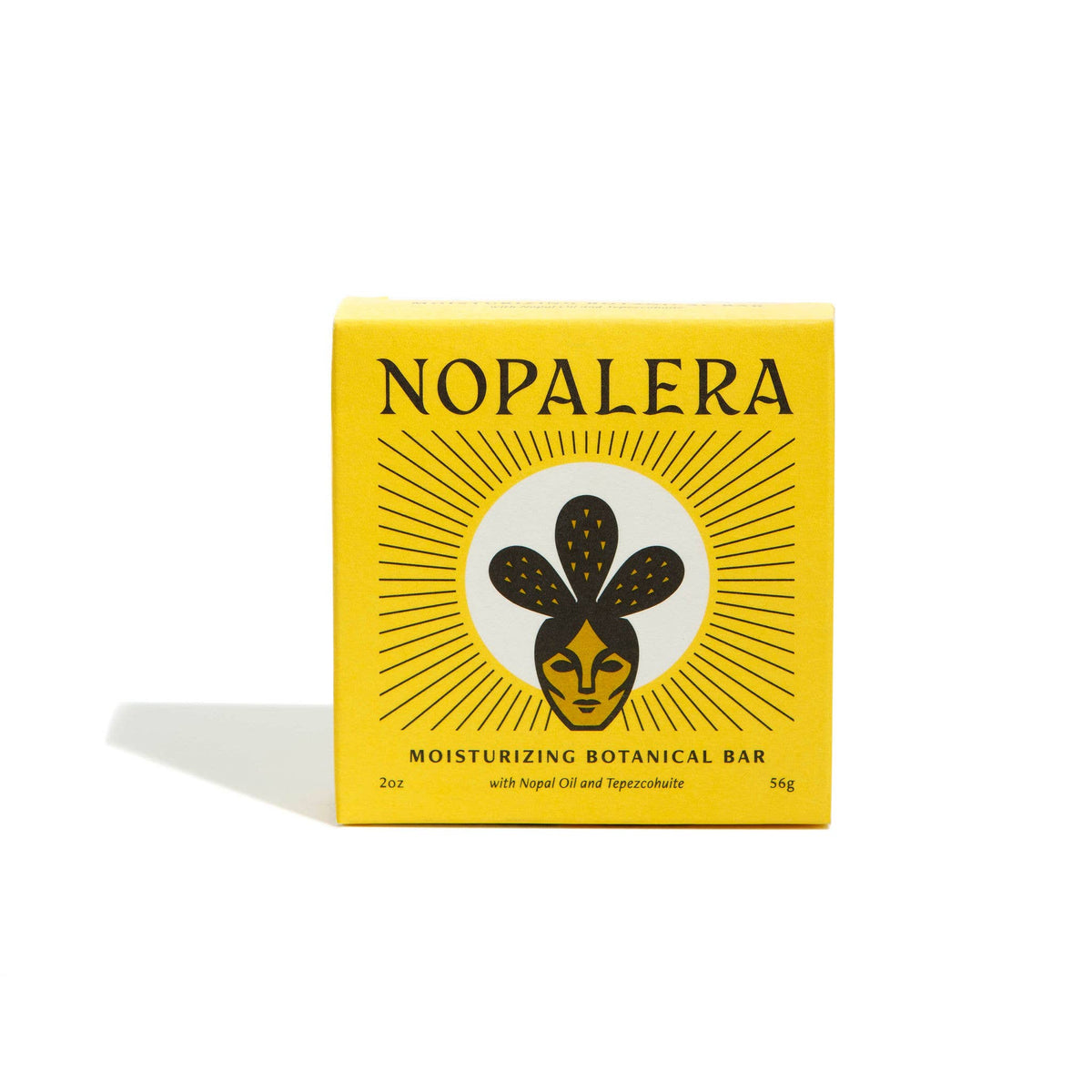 Yellow box of Nopalera moisturizing botanical bar on a white background