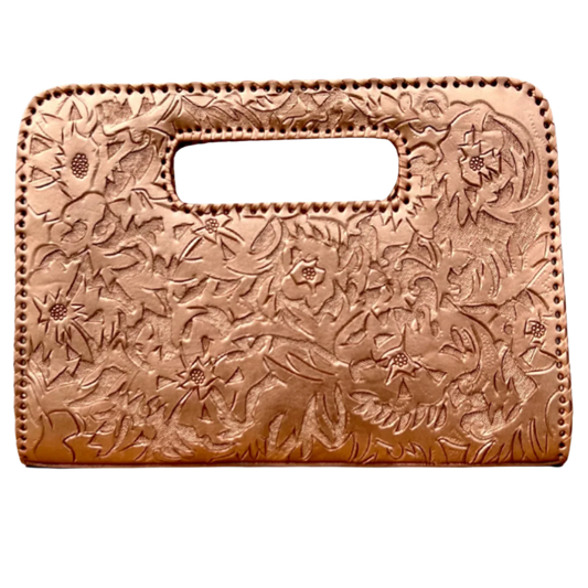 The Claire: Hand-tooled leather statement clutch