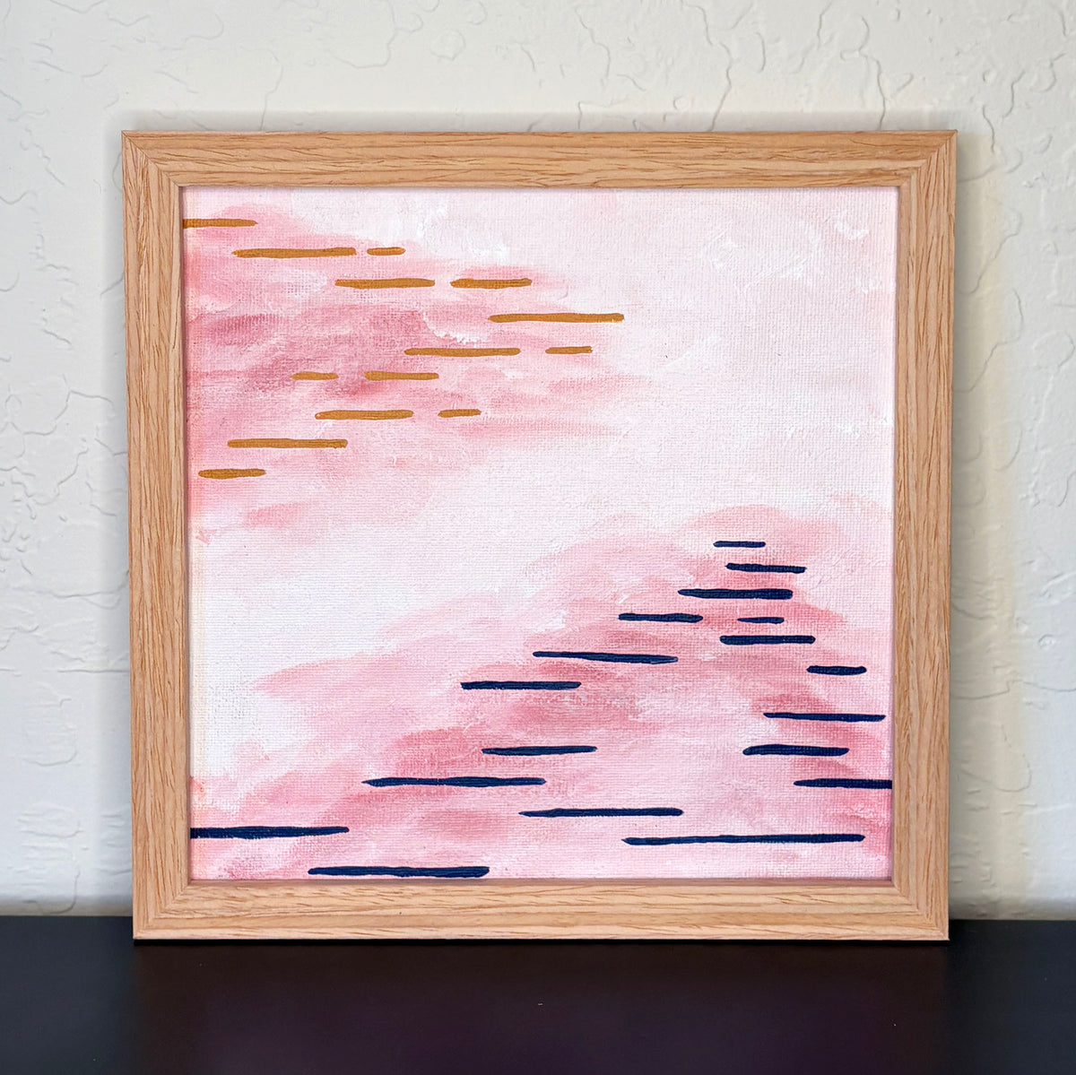 Framed acrylic painting is an abstract interpretation of Arizona's desert atmosphere.