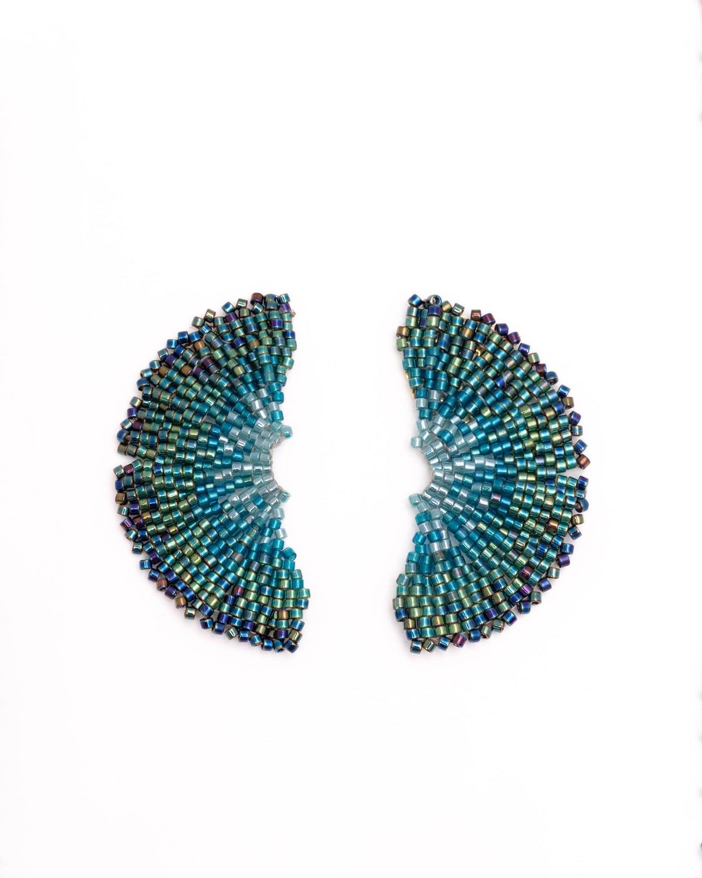 Beaded Handwoven Ginkgo Leaf Stud Earrings