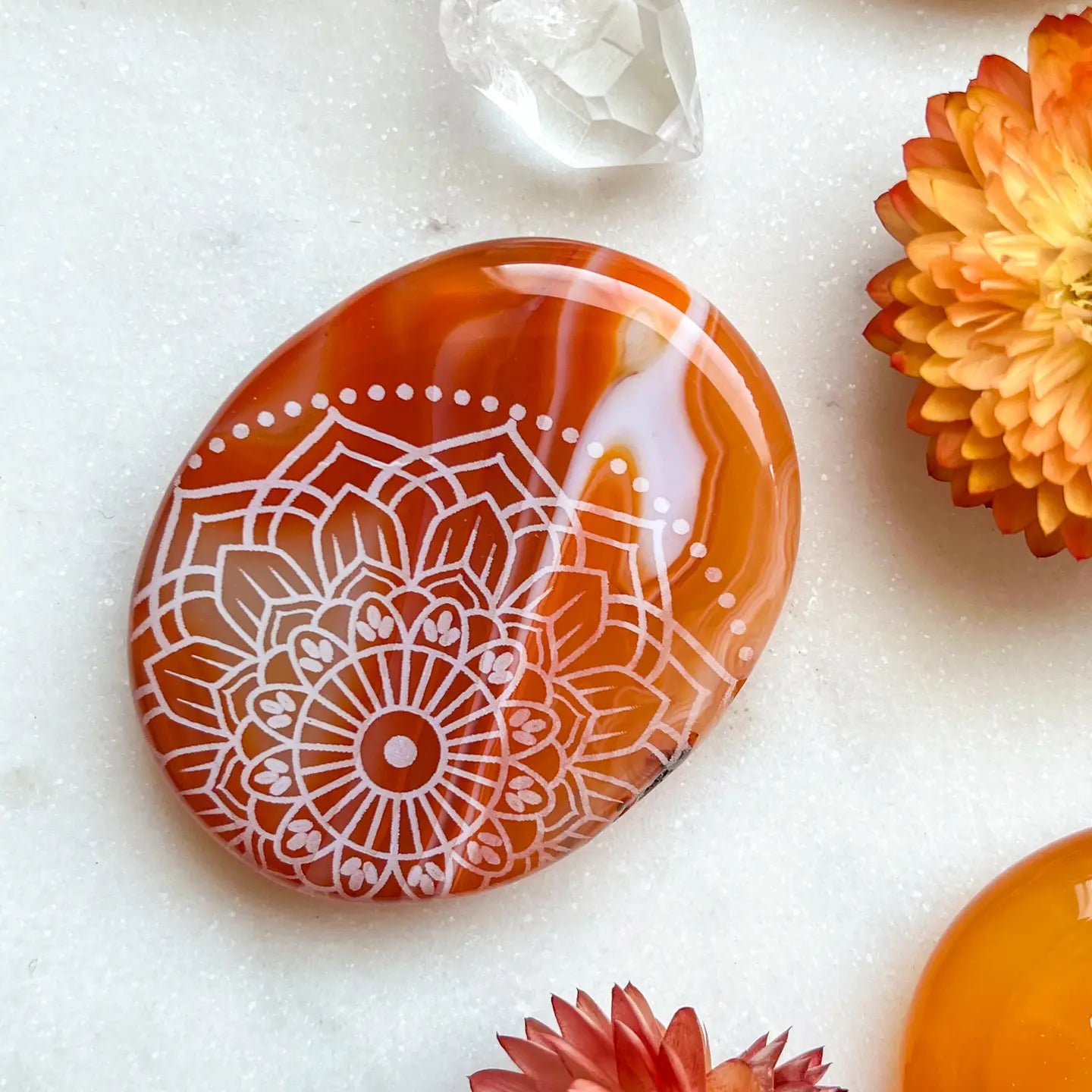 Mandala Etched Palm + Pocket Stones