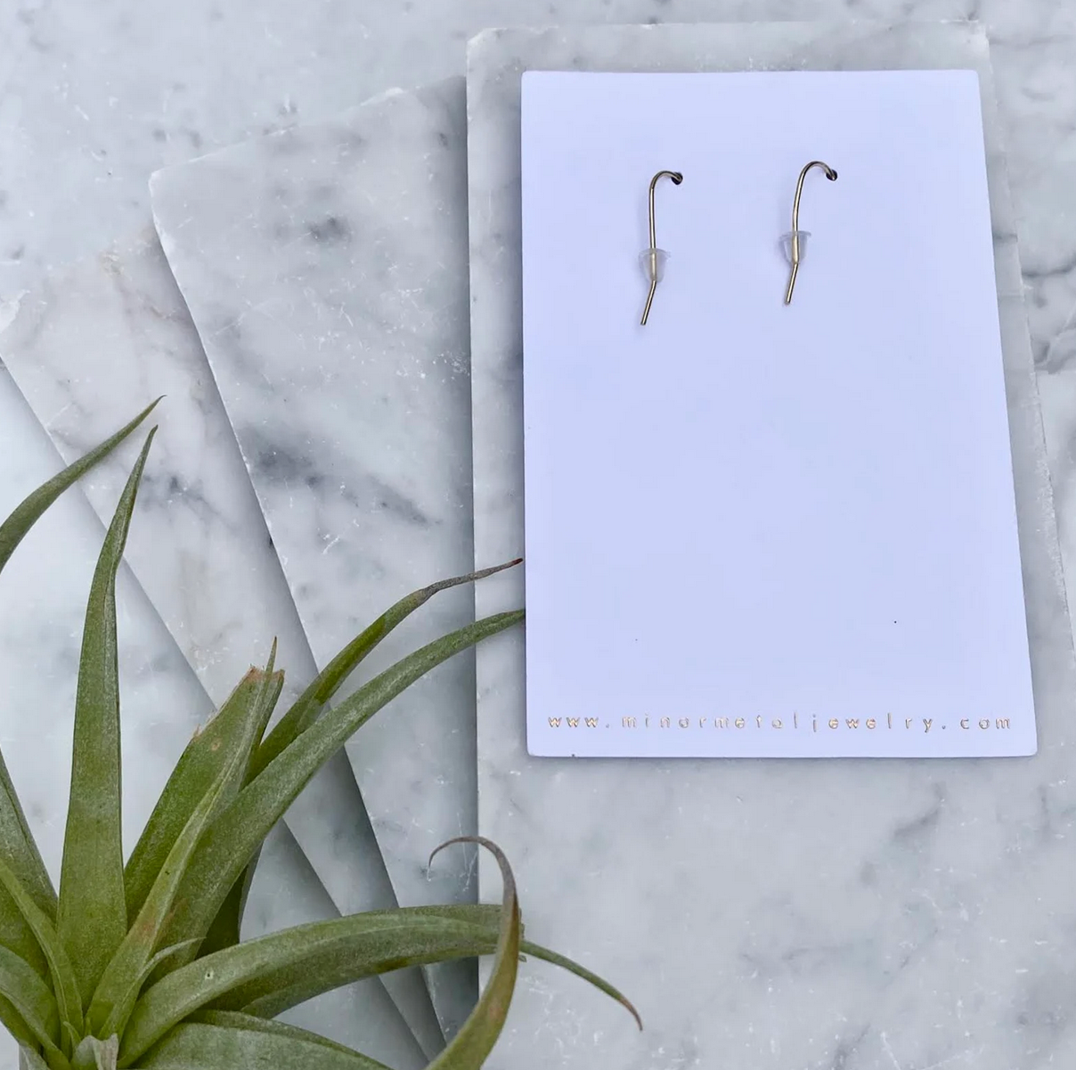 Rose Quartz Diamond Bar Earrings
