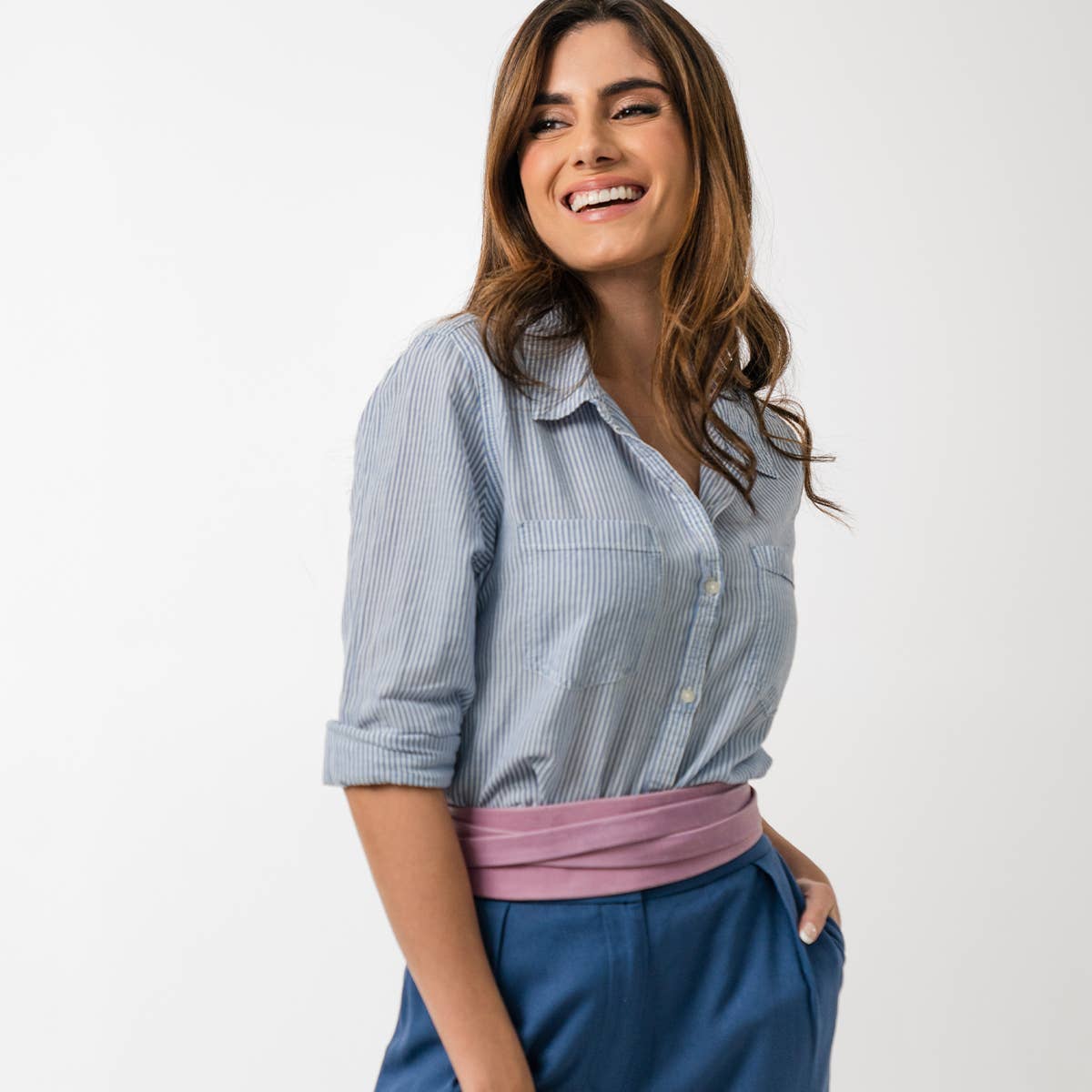 Leather Wrap Belt - Lilac