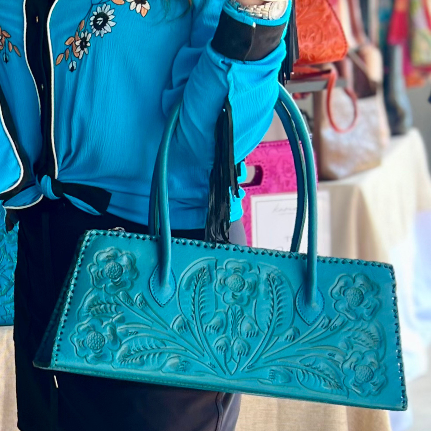 The Abby Petite: Hand-tooled leather bag