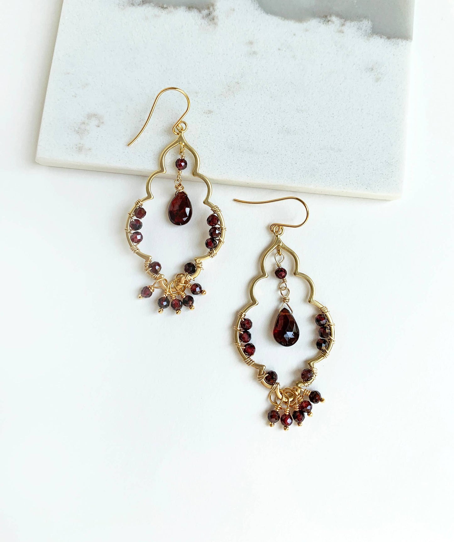 Moroccan Garnet Chandelier Earrings