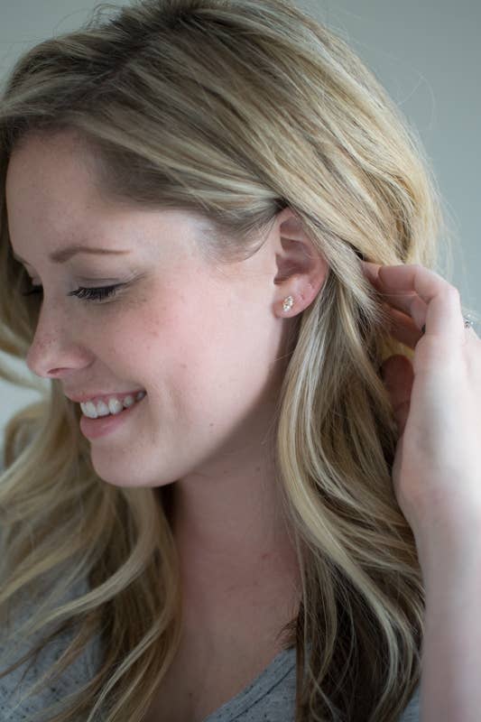 Rose Gold Herkimer Diamond Studs by Saressa