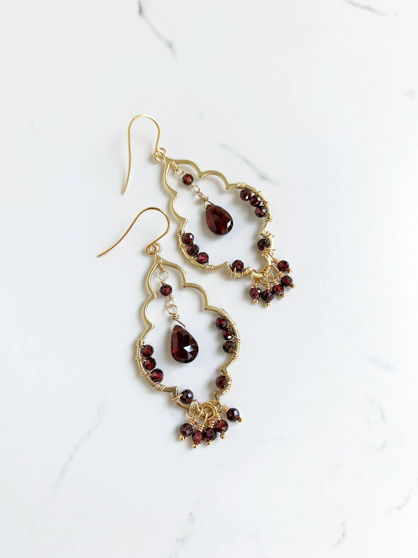 Moroccan Garnet Chandelier Earrings
