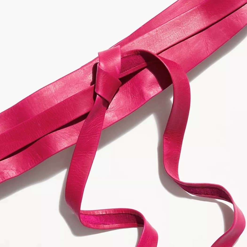 Pink wrap belt on a white background