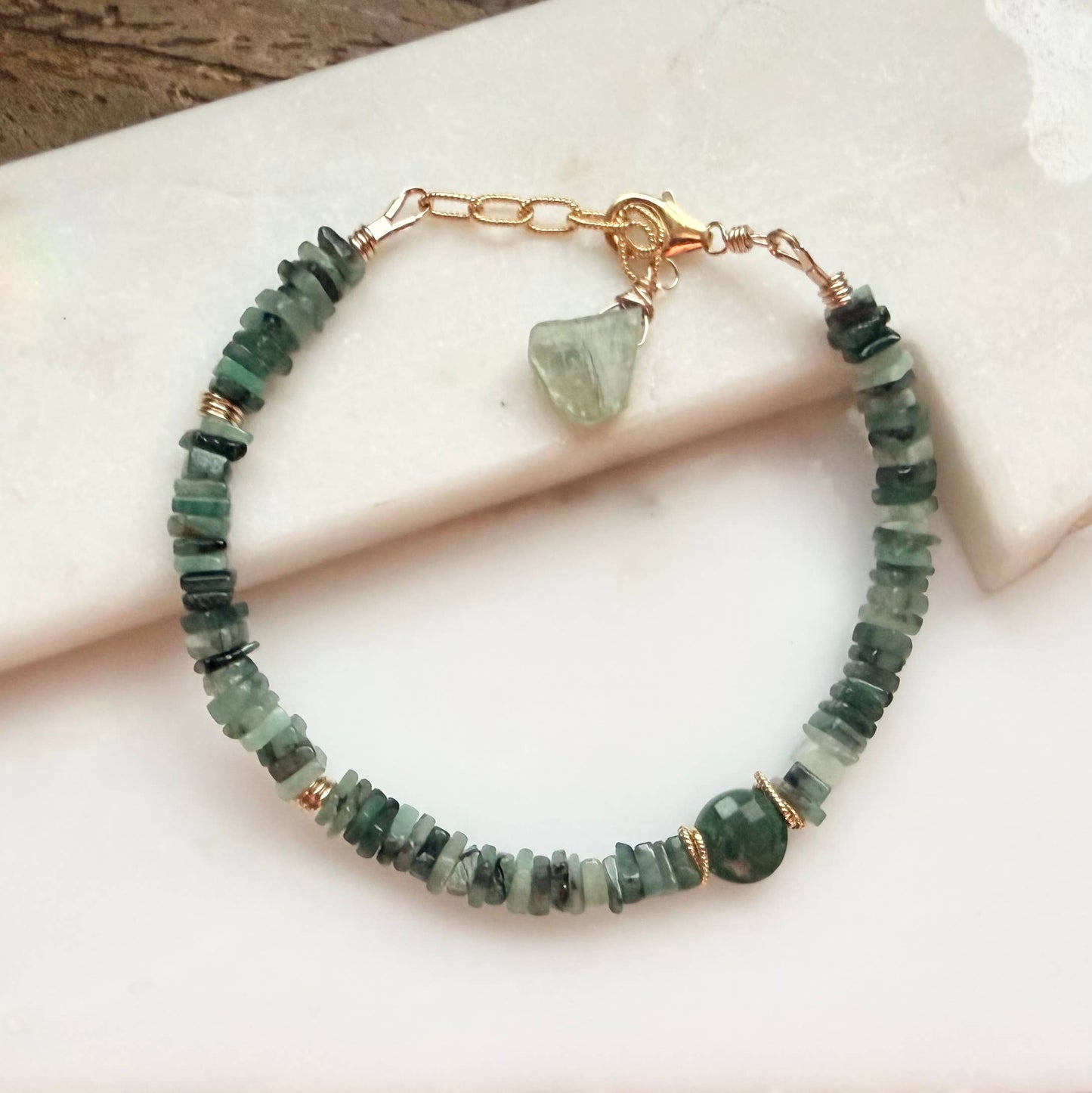 Emerald Heishi Gemstone Bracelet