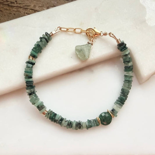 Emerald Heishi Gemstone Bracelet