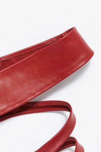 Leather Wrap Belt - Red