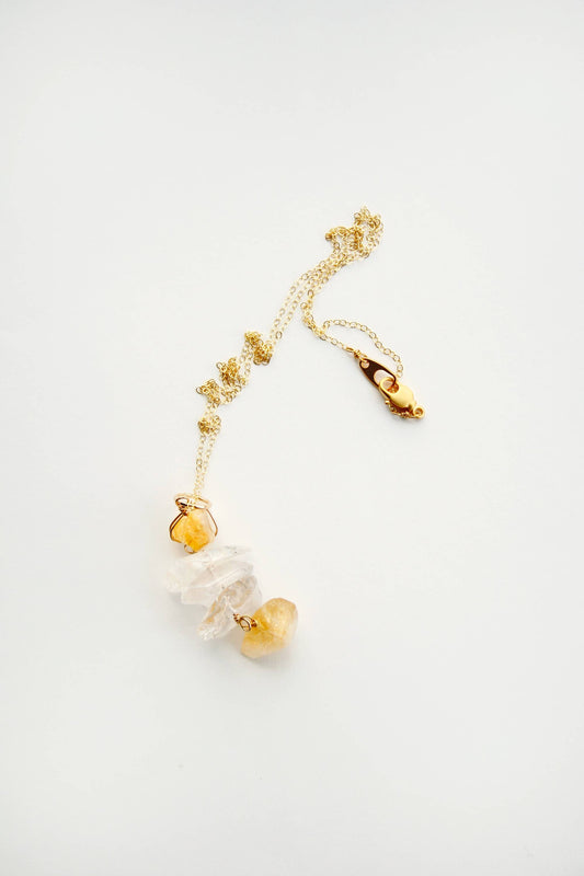 Long Quartz + Citrine Necklace