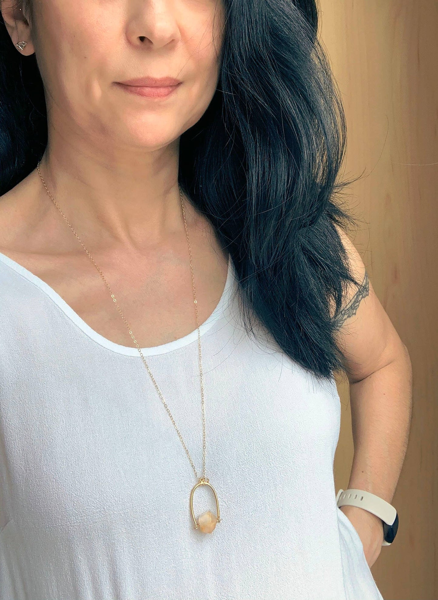 Citrine Horseshoe Long Necklace