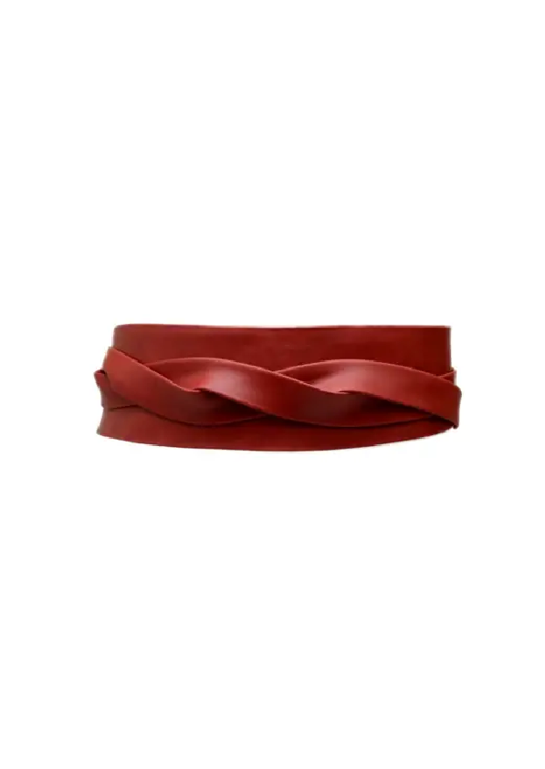 Leather Wrap Belt - Red