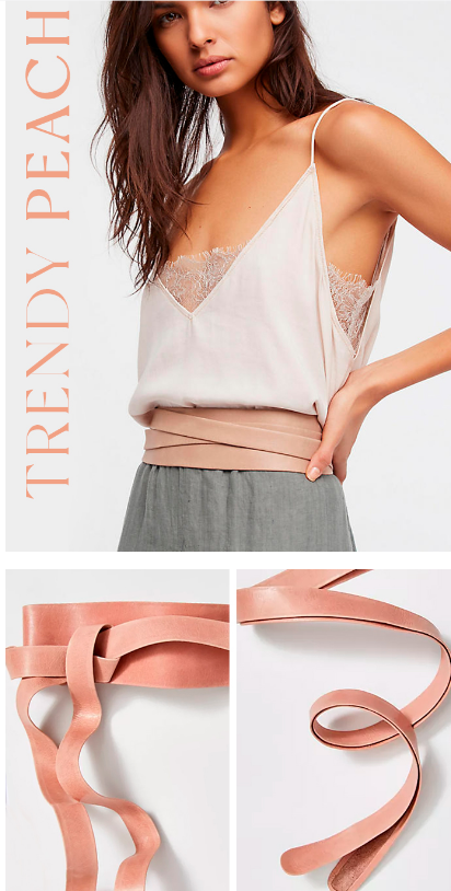 Leather Wrap Belt - Peach