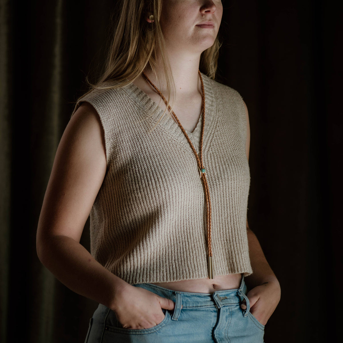 Shepherd Bolo Tie  |  Pearl or Turquoise