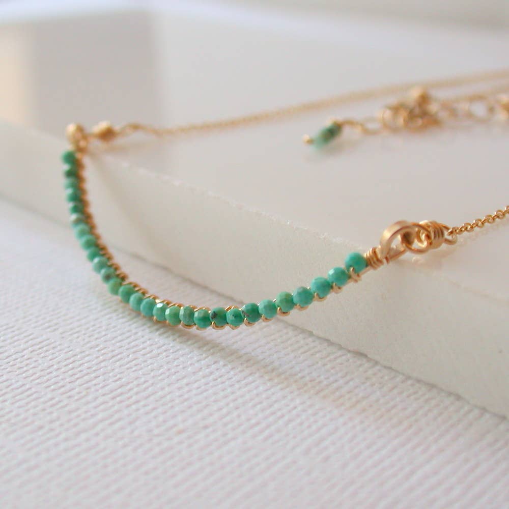 Wrapped Tiny Turquoise Bar Necklace