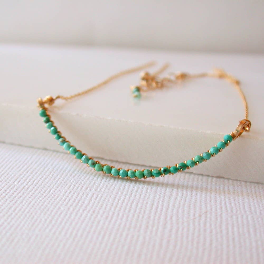Wrapped Tiny Turquoise Bar Necklace