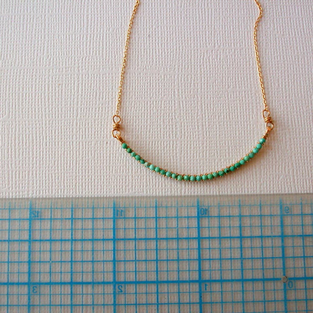 Wrapped Tiny Turquoise Bar Necklace