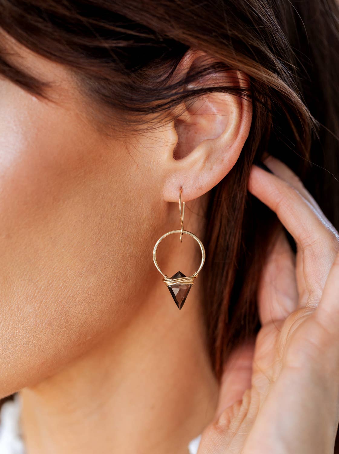 Albatross Earrings in Smoky Quartz by Saressa