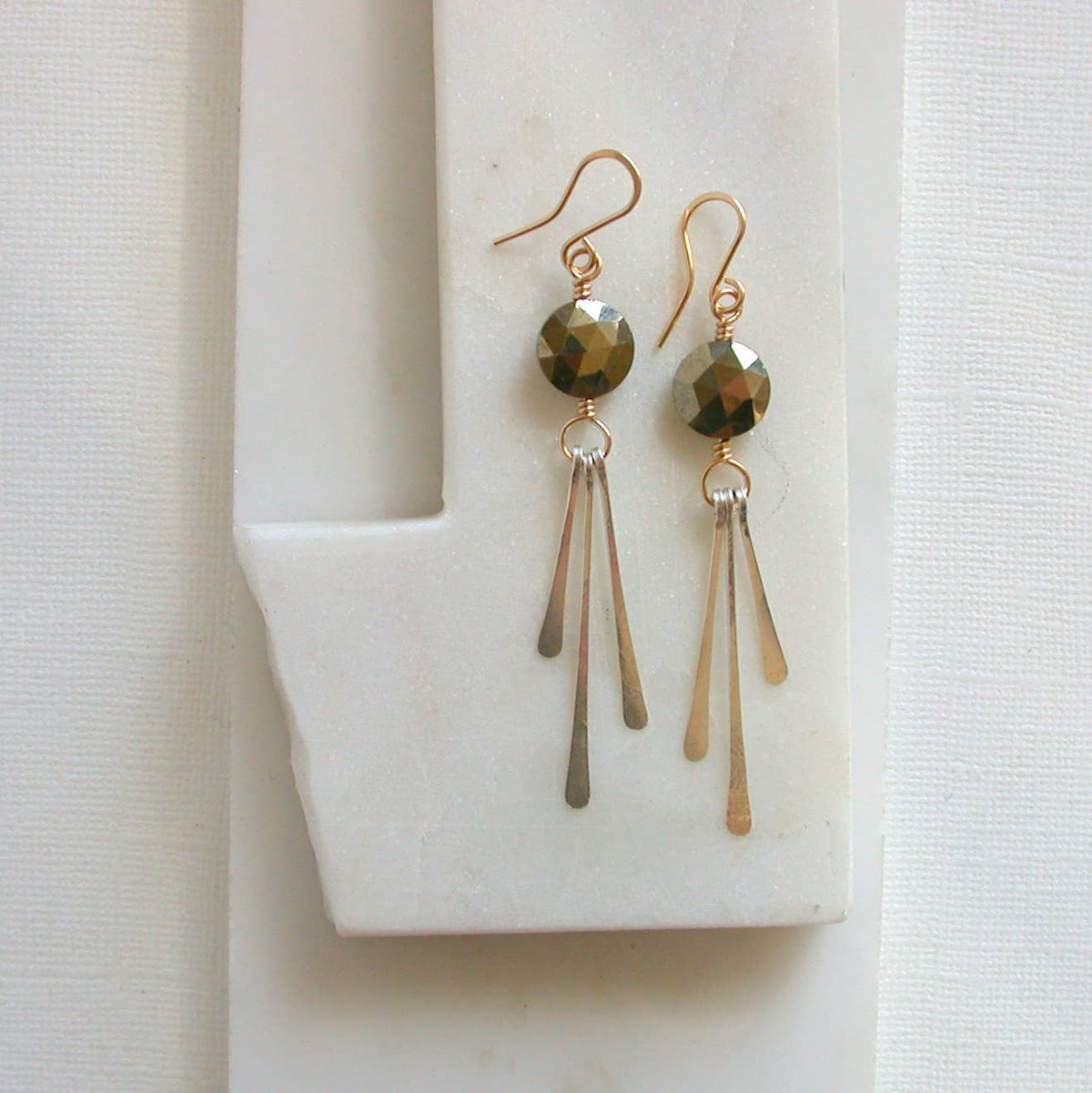 Mixed Metal Pyrite Coin Earrings