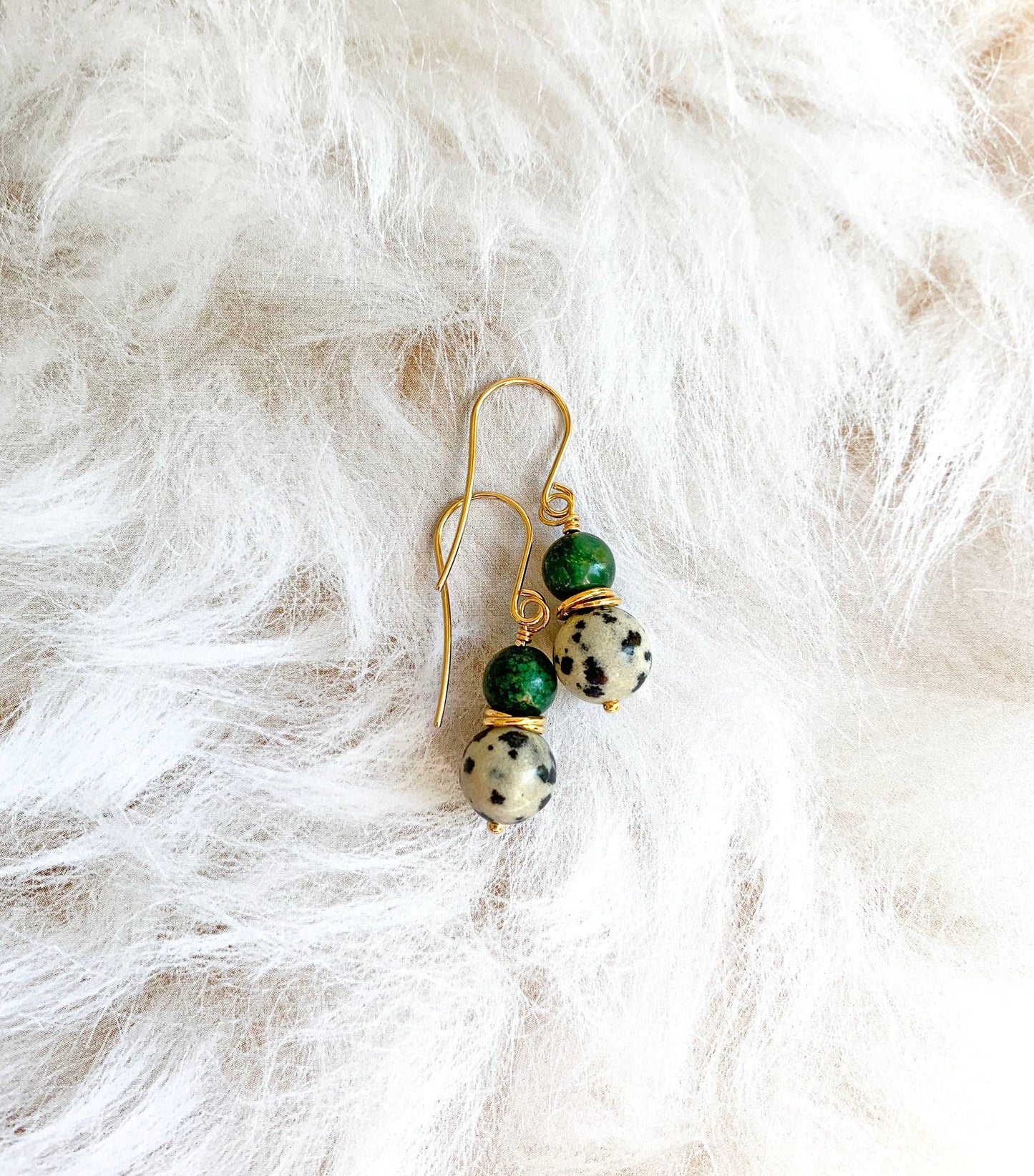 Petite Green Jade + Jasper Earrings
