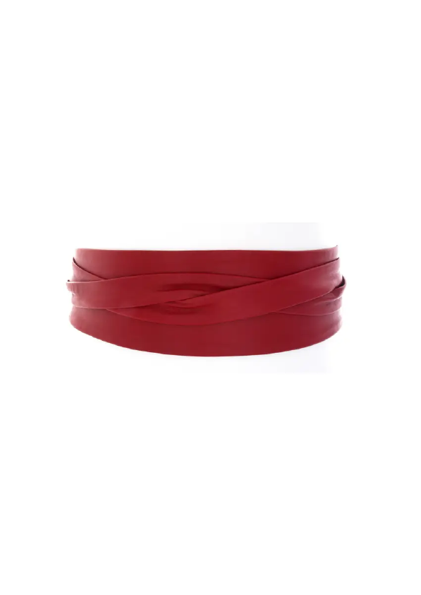 Leather Wrap Belt - Red