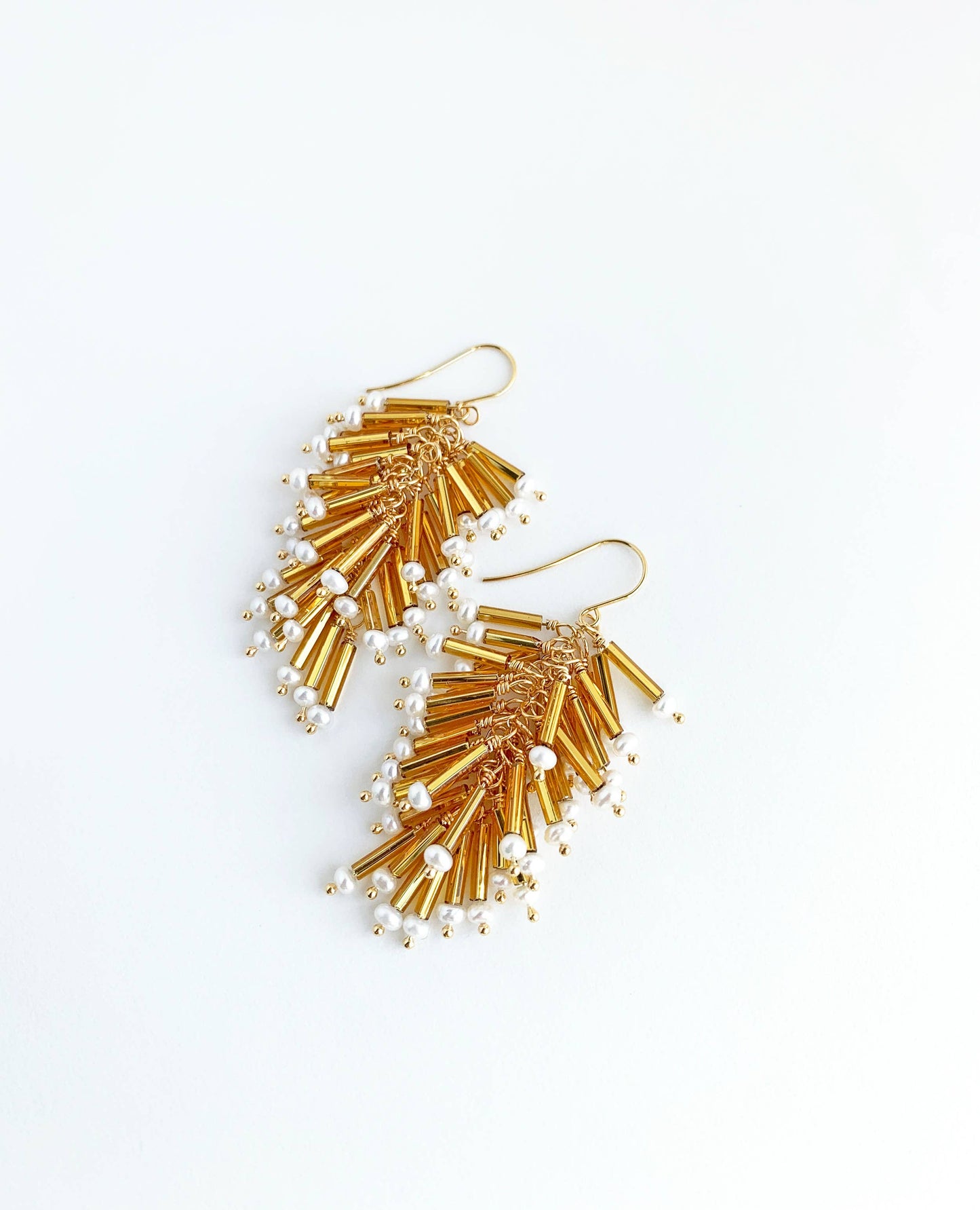Gold Cluster Fringe Earrings